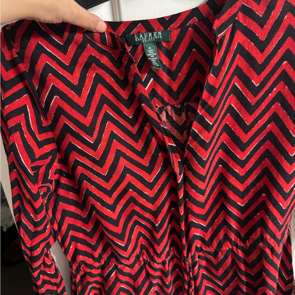 Lauren Ralph Lauren Red and Black Chevron top